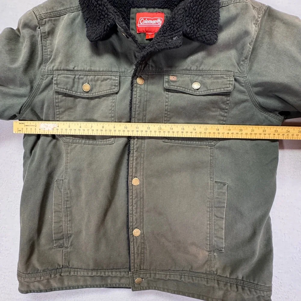 Coleman Mens Sherpa Lined Canvas Workwear Jacket‎ Olive Green Large WPL 12902